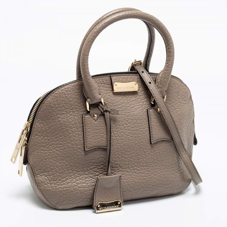 Pre Owned Burberry Grey Leather Small Orchard Bowler Bag
