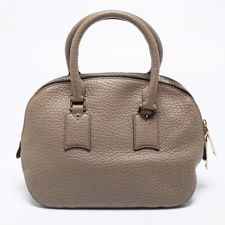 Pre Owned Burberry Grey Leather Small Orchard Bowler Bag