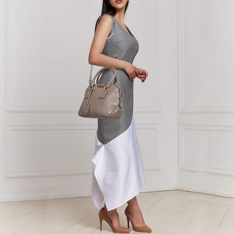 Pre Owned Burberry Grey Leather Small Orchard Bowler Bag