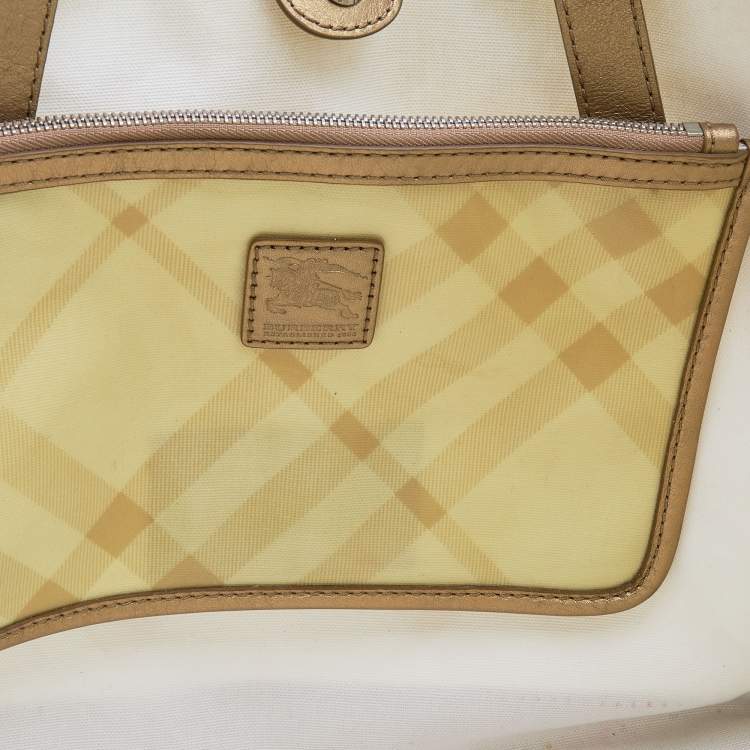 Pre Owned Burberry Gold/Yellow Supernova Check Vinyl And Leather Lawrence Tote