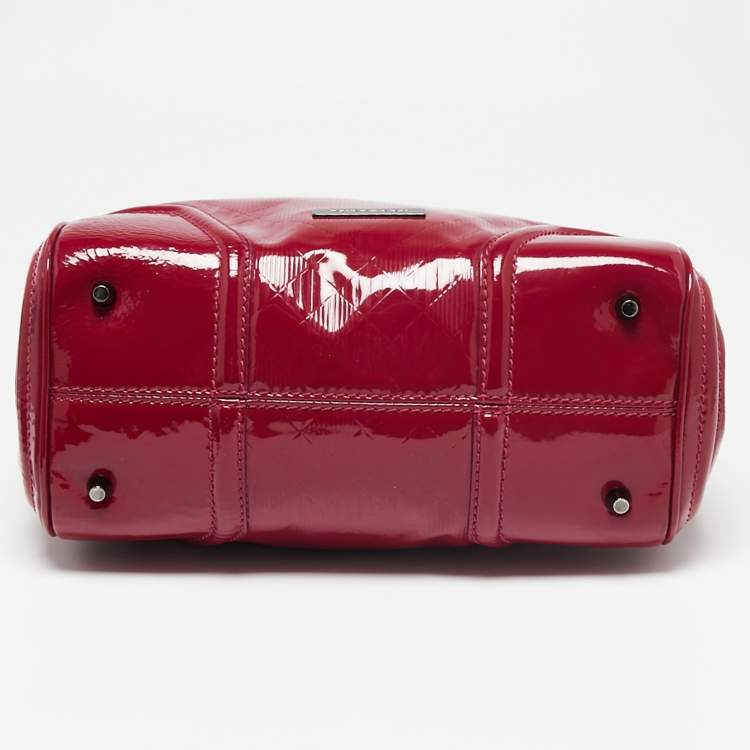 Pre Owned Burberry Raspberry Patent Leather Sorbet Satchel