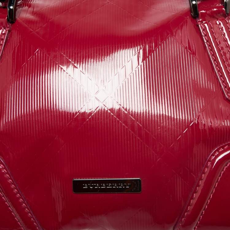 Pre Owned Burberry Raspberry Patent Leather Sorbet Satchel