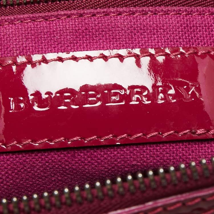 Pre Owned Burberry Raspberry Patent Leather Sorbet Satchel