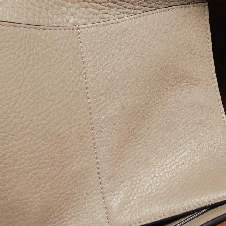 Pre Owned Burberry Grey/White Grained Leather Medium Belt Tote