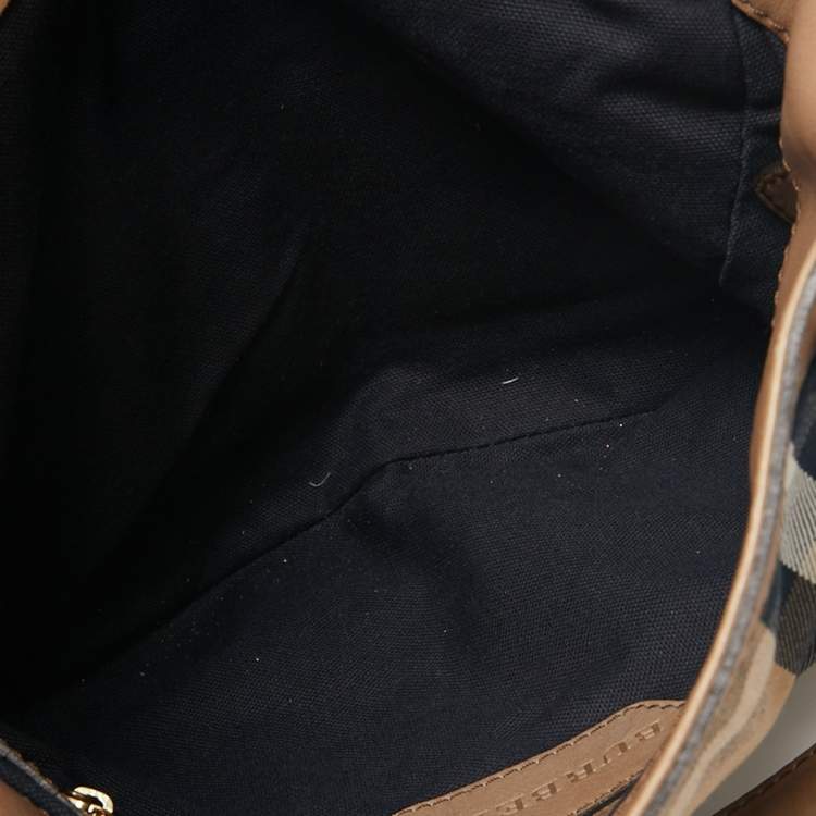 Pre Owned Burberry Beige House Check Canvas and Leather Aurelia Diaper Bag