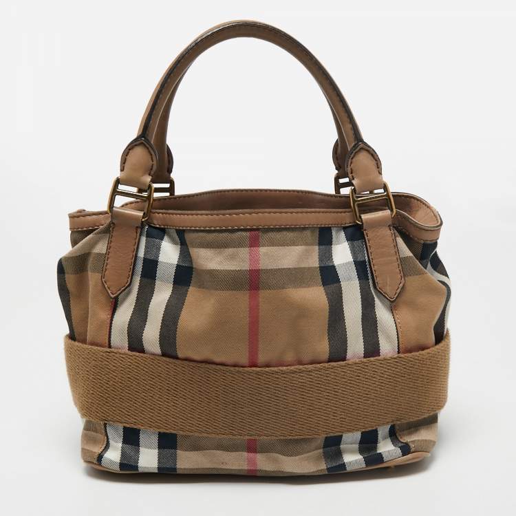 Pre Owned Burberry Beige House Check Canvas and Leather Aurelia Diaper Bag