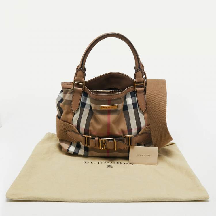 Pre Owned Burberry Beige House Check Canvas and Leather Aurelia Diaper Bag
