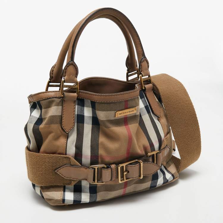 Pre Owned Burberry Beige House Check Canvas and Leather Aurelia Diaper Bag