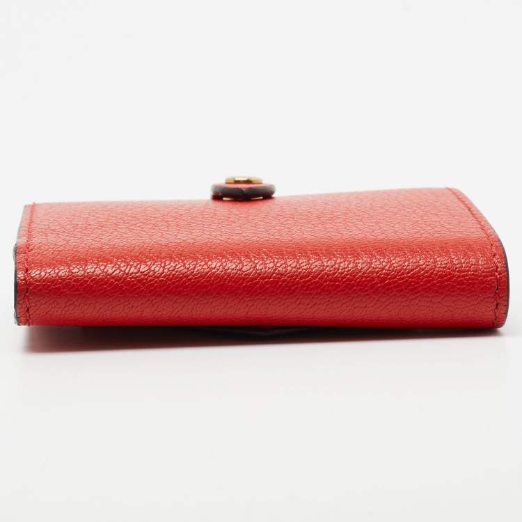 Pre Owned Burberry Red Leather Harlow Compact Wallet