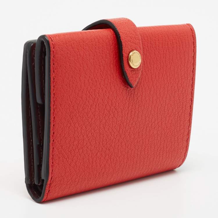 Pre Owned Burberry Red Leather Harlow Compact Wallet