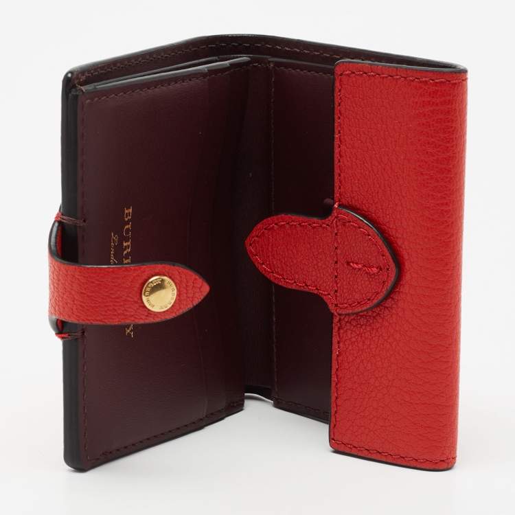 Pre Owned Burberry Red Leather Harlow Compact Wallet