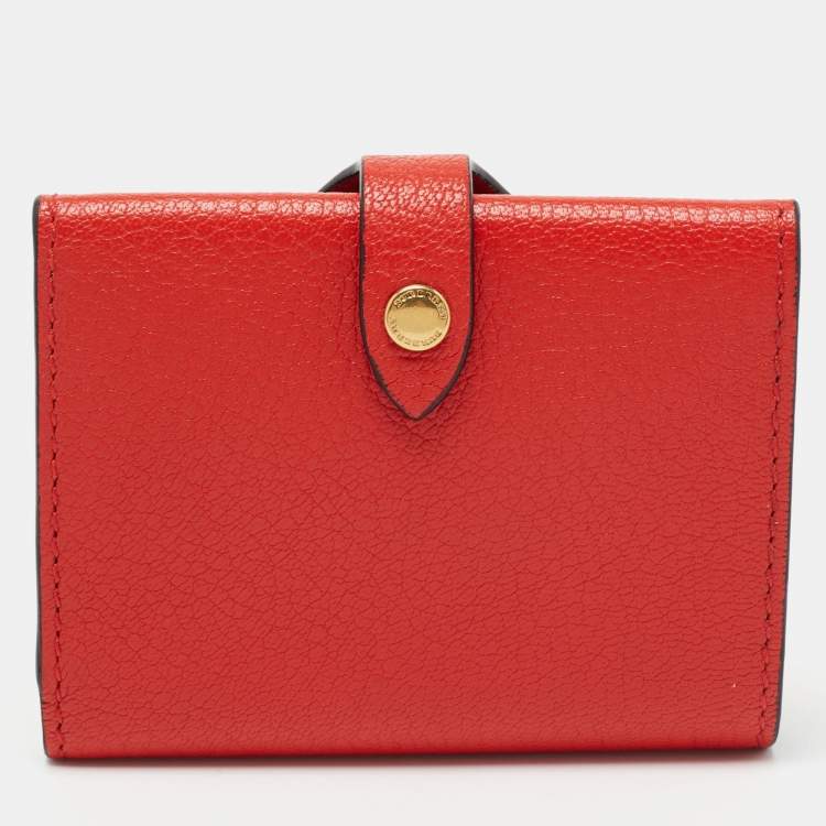 Pre Owned Burberry Red Leather Harlow Compact Wallet