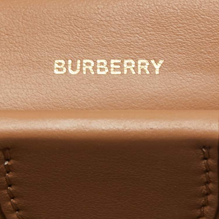 Pre Owned Burberry Beige TB Monogram Embossed Leather Jessie Card Case
