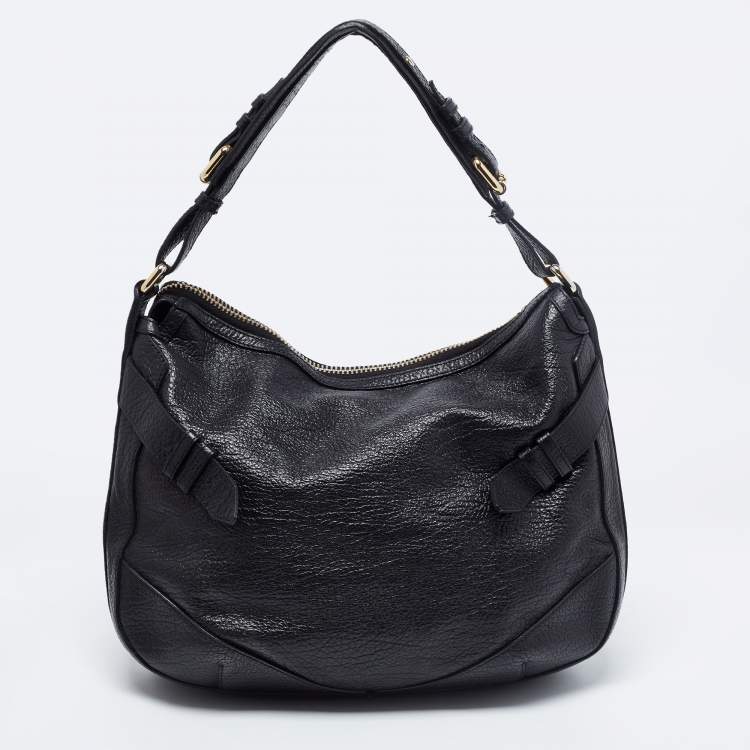 Pre Owned Burberry Black Leather Hobo