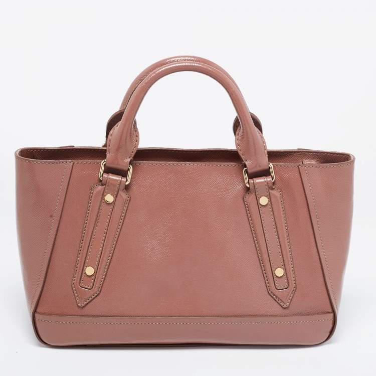 Pre Owned Burberry Pink Leather Somerford Tote