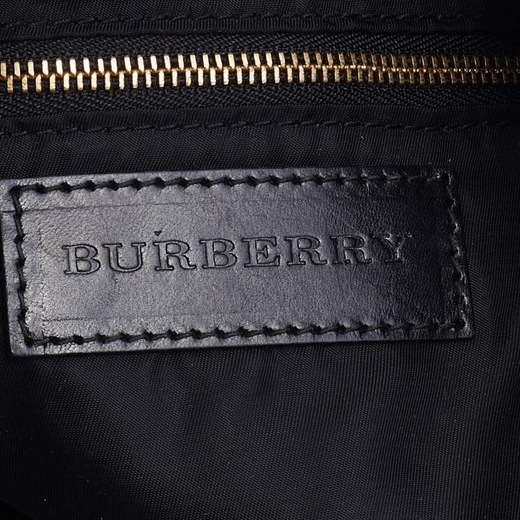 Pre Owned Burberry Tri Color Beat Check Nylon and Leather Hobo