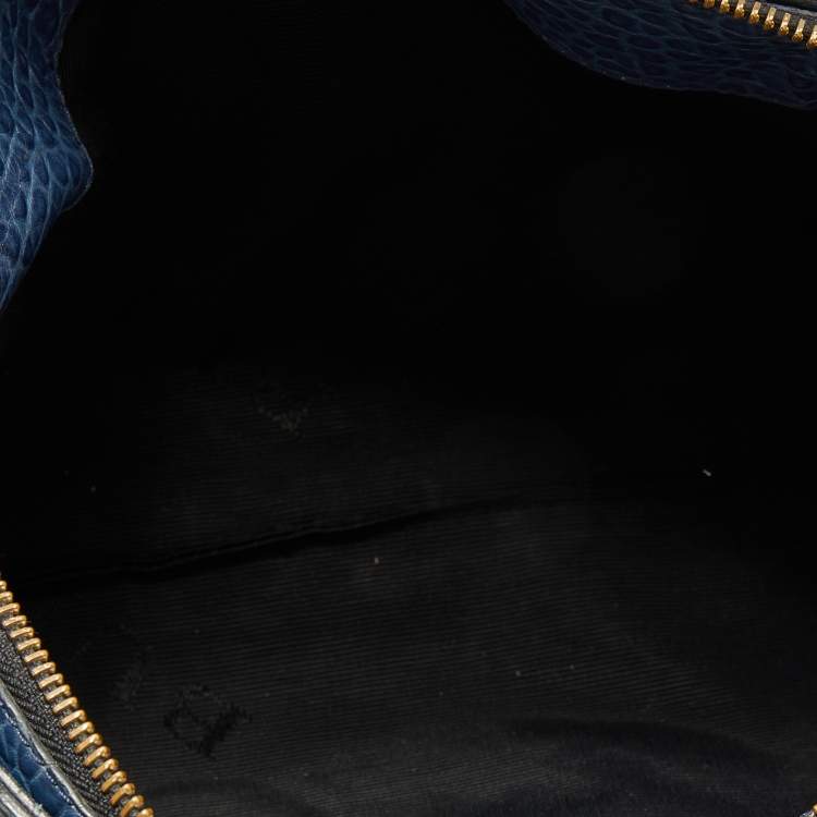 Pre Owned Burberry Blue Grain Leather Crossbody Bag