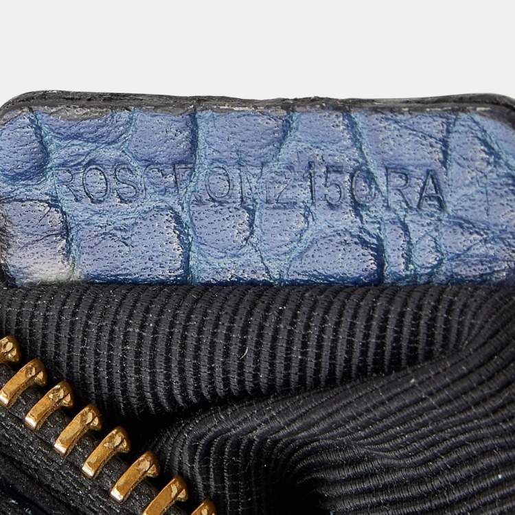 Pre Owned Burberry Blue Grain Leather Crossbody Bag