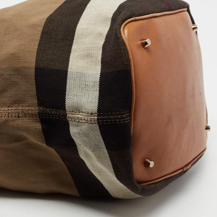 Pre Owned Burberry Beige/Black Nova Check Canvas and Leather Medium Ashby Shoulder Bag