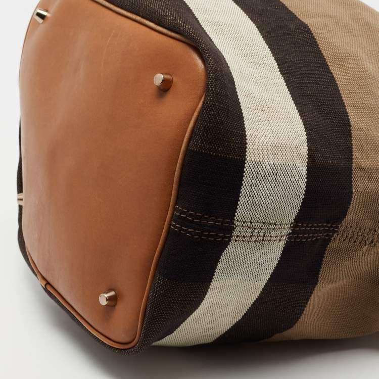 Pre Owned Burberry Beige/Black Nova Check Canvas and Leather Medium Ashby Shoulder Bag