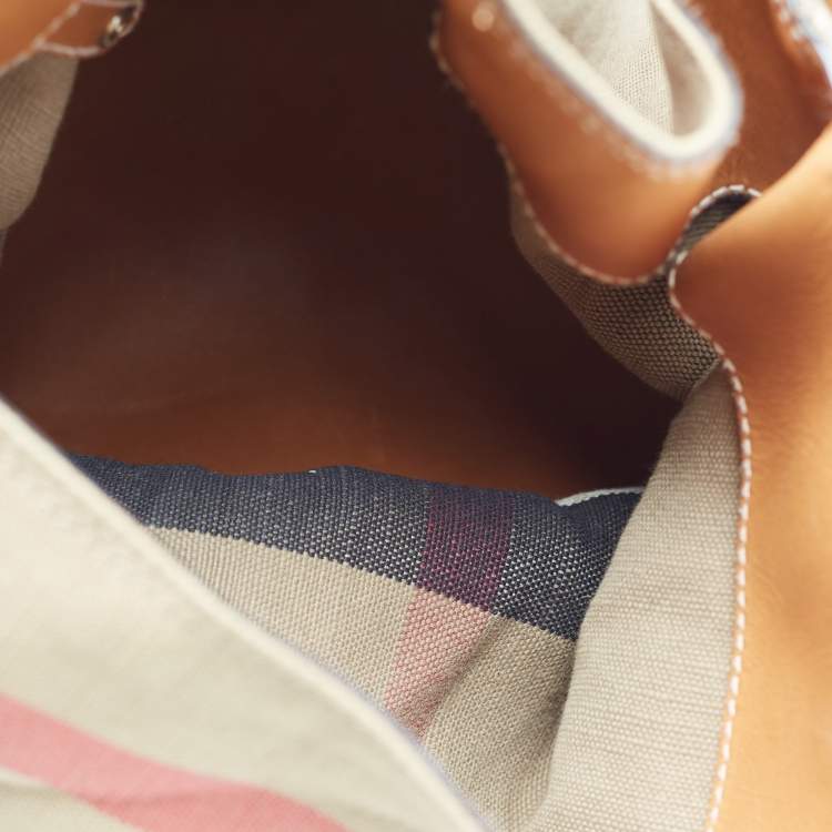 Pre Owned Burberry Beige/Black Nova Check Canvas and Leather Medium Ashby Shoulder Bag