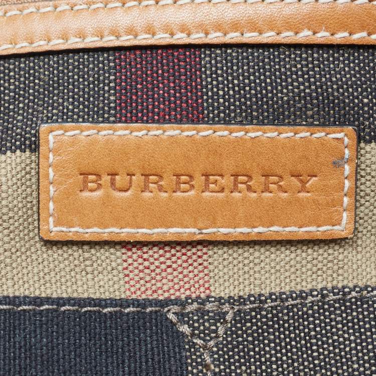 Pre Owned Burberry Beige/Black Nova Check Canvas and Leather Medium Ashby Shoulder Bag