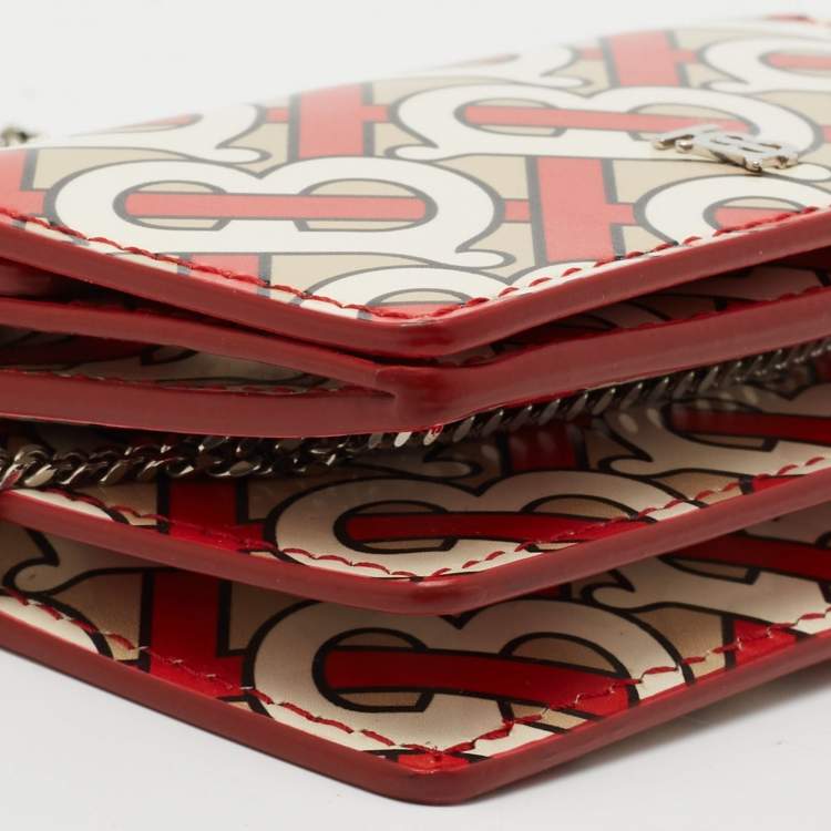 Pre Owned Burberry Multicolor TB Monogram Leather Jessie Wallet on Chain