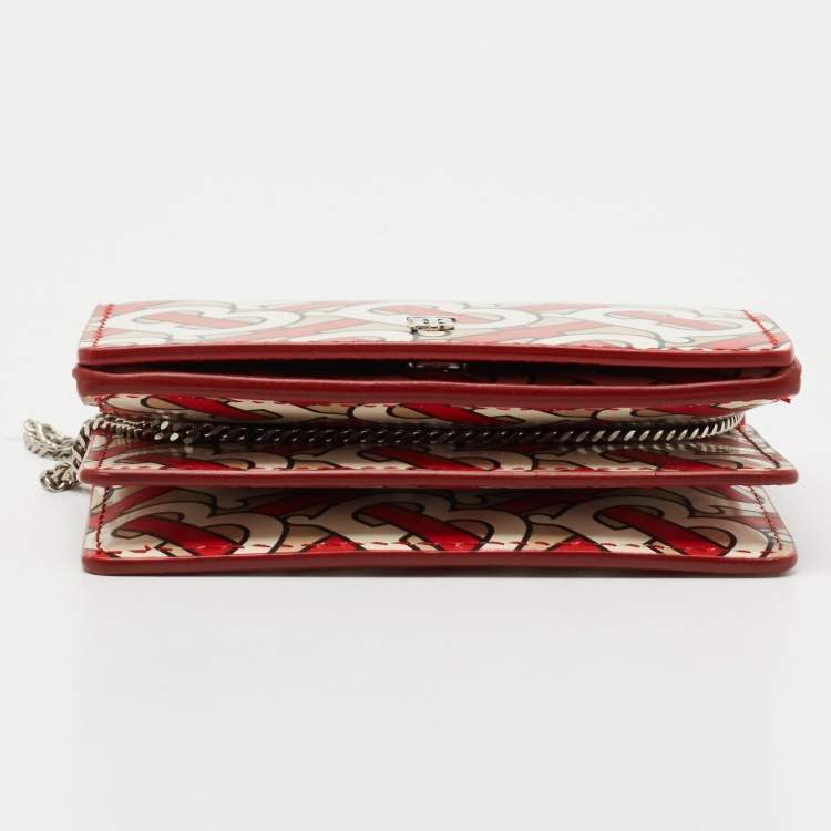 Pre Owned Burberry Multicolor TB Monogram Leather Jessie Wallet on Chain