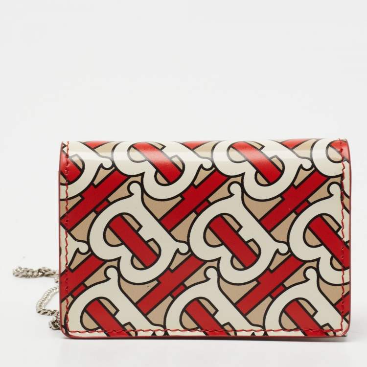 Pre Owned Burberry Multicolor TB Monogram Leather Jessie Wallet on Chain