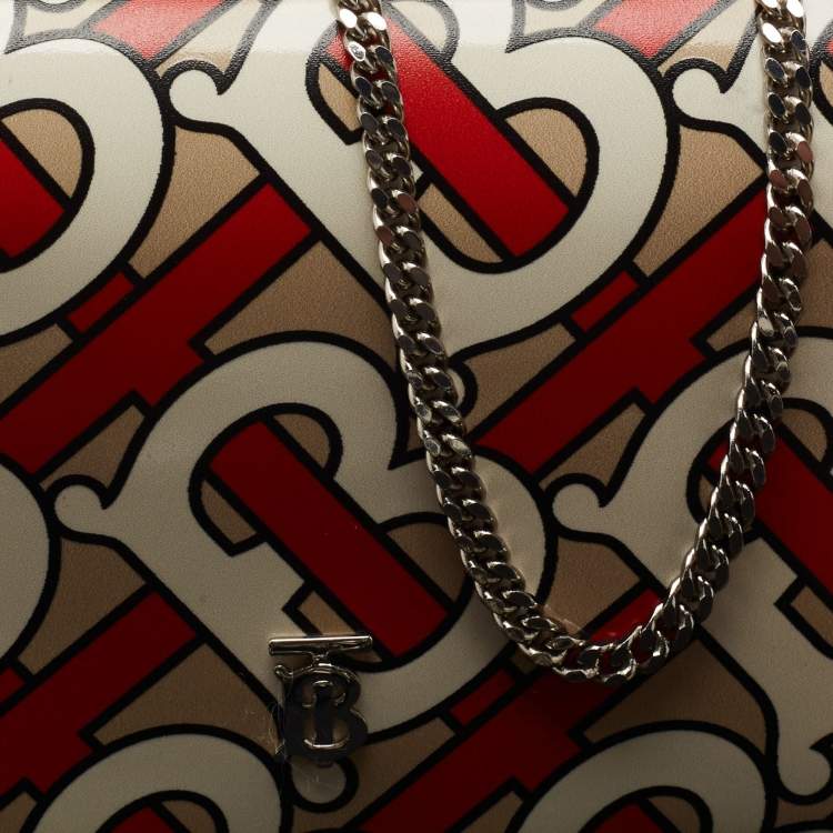 Pre Owned Burberry Multicolor TB Monogram Leather Jessie Wallet on Chain