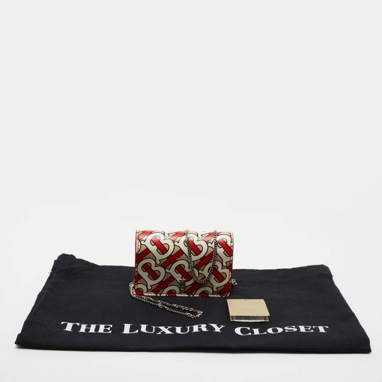 Pre Owned Burberry Multicolor TB Monogram Leather Jessie Wallet on Chain