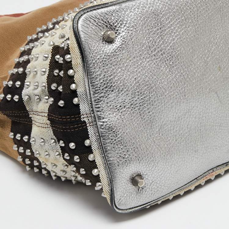 Pre Owned Burberry Multicolor SuperNova Canvas Ashby Studded Bucket Bag