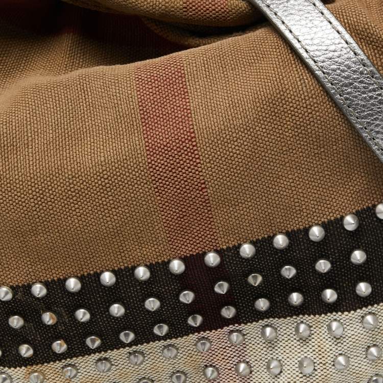 Pre Owned Burberry Multicolor SuperNova Canvas Ashby Studded Bucket Bag