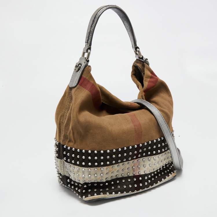 Pre Owned Burberry Multicolor SuperNova Canvas Ashby Studded Bucket Bag
