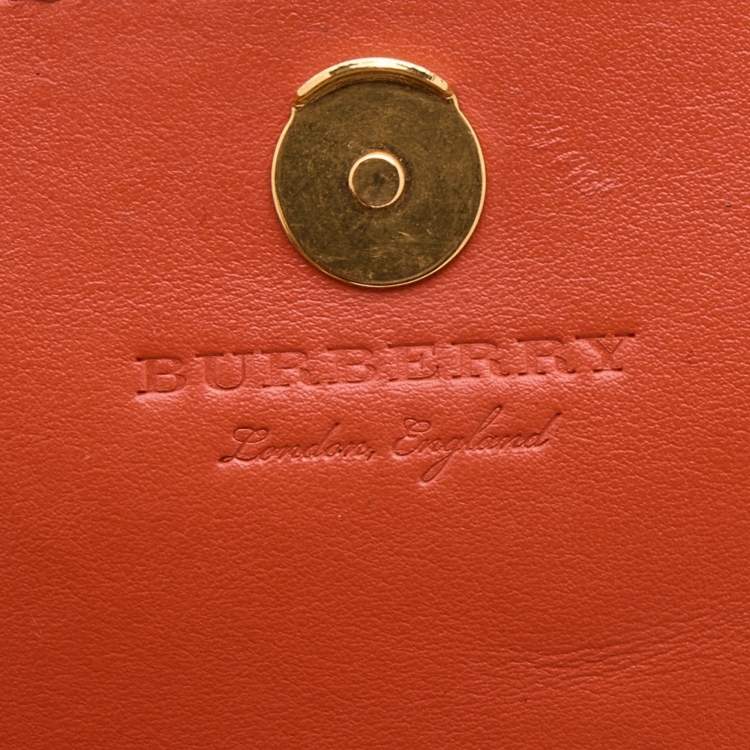 مملوكة مسبقًا Burberry Orange Leather Wallet On Chain