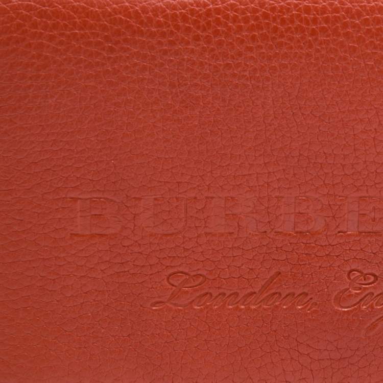 مملوكة مسبقًا Burberry Orange Leather Wallet On Chain