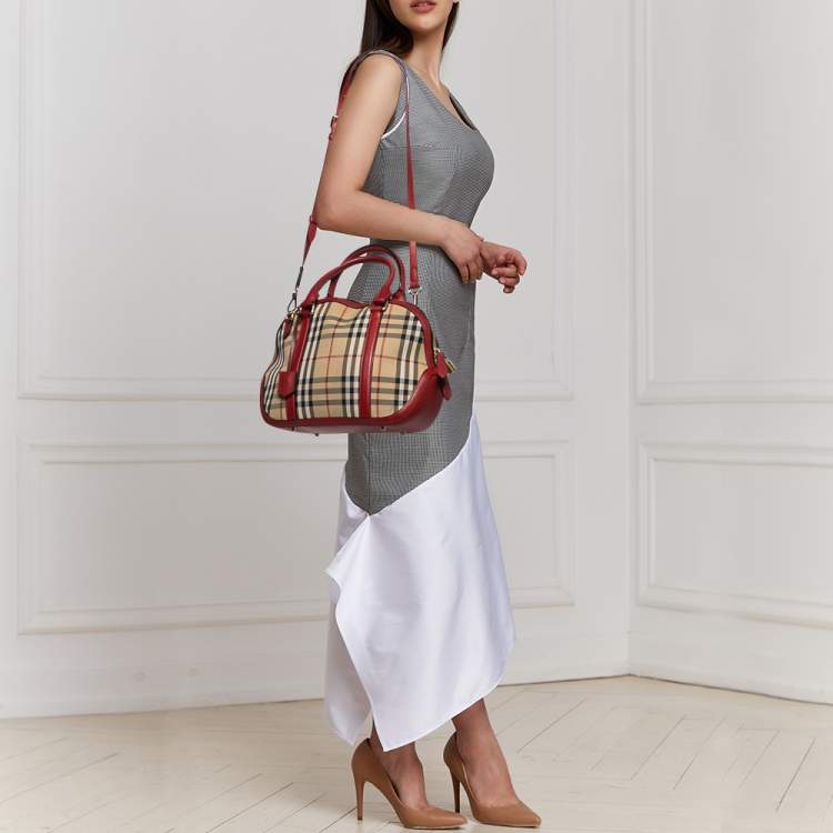 BURBERRY Horseferry Check Small Orchard Bowling Bag Tan 1259665