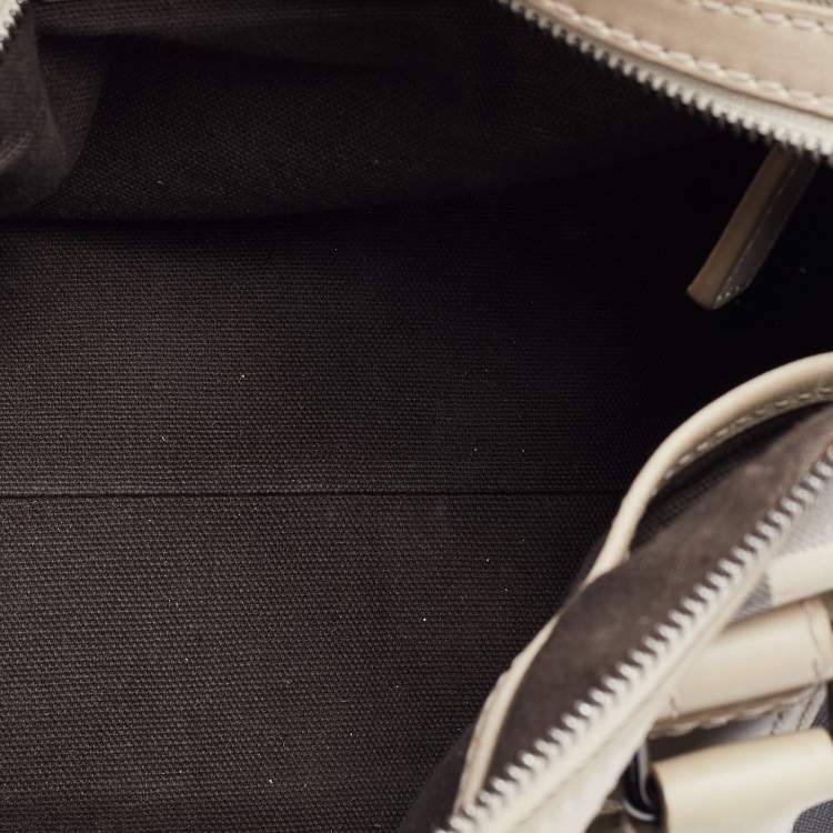 Pre Owned Burberry Beige Smoked Check PVC and Leather Chester Boston Bag