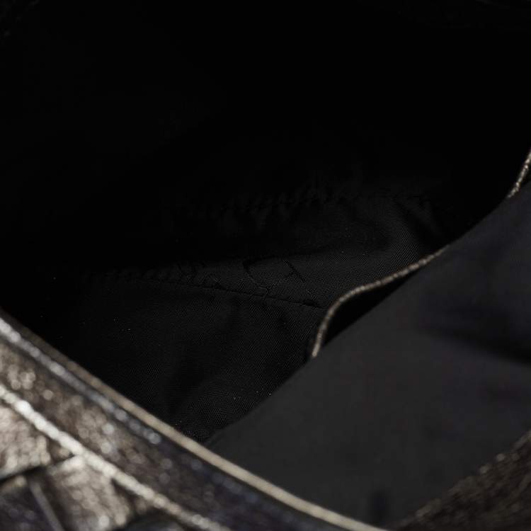 Pre Owned Burberry Metallic Grey Leather Brooke Hobo