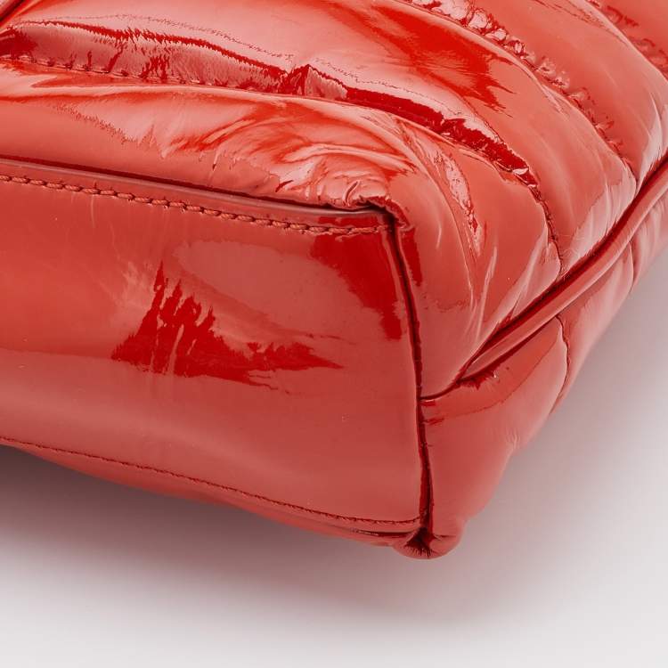 Pre Owned Burberry Orange Nylon and Patent Leather Large Westchester Clutch