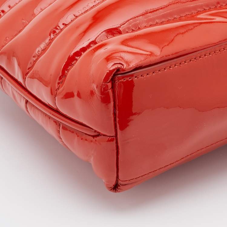Pre Owned Burberry Orange Nylon and Patent Leather Large Westchester Clutch