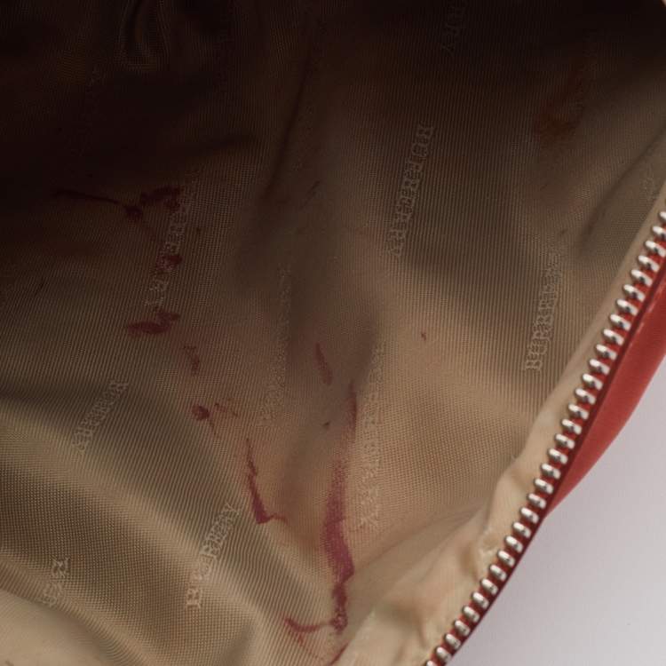 Pre Owned Burberry Orange Nylon and Patent Leather Large Westchester Clutch