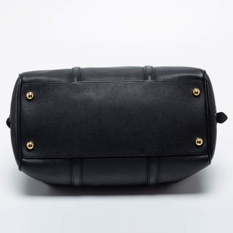 Pre Owned Burberry Black Derby Leather Alchester Bowling Bag