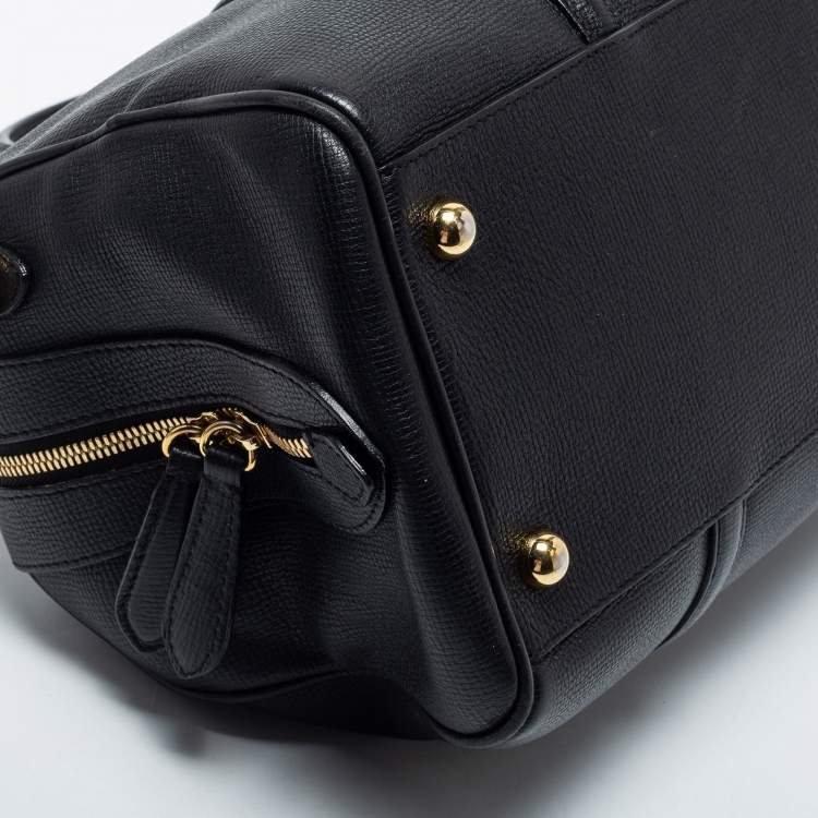 Pre Owned Burberry Black Derby Leather Alchester Bowling Bag