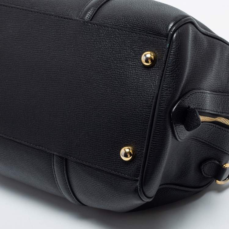 Pre Owned Burberry Black Derby Leather Alchester Bowling Bag