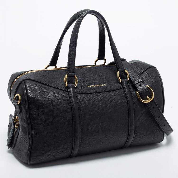 Pre Owned Burberry Black Derby Leather Alchester Bowling Bag