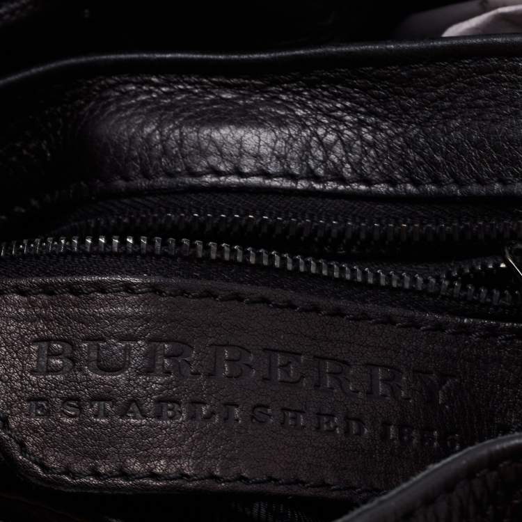 Pre Owned Burberry Black Leather Warrior Drawstring Hobo