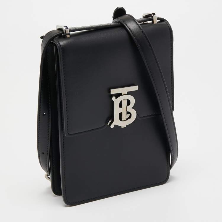 Pre Owned Burberry Black Leather Robin Crossbody Bag