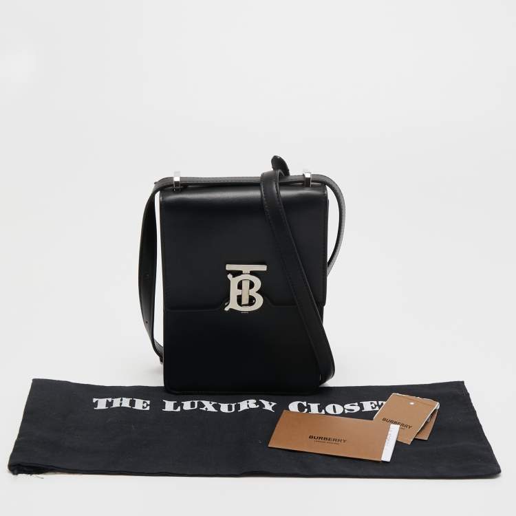 Pre Owned Burberry Black Leather Robin Crossbody Bag