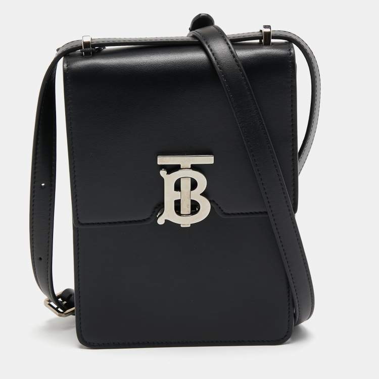 Pre Owned Burberry Black Leather Robin Crossbody Bag
